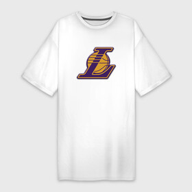 Платье-футболка хлопок с принтом ЛА Лейкерс объемное лого ,  |  | los angeles lakers | nba | баскетбол | лос анджелес лейкерс | нба