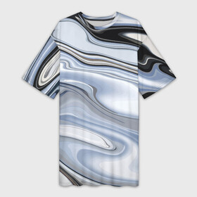 Платье-футболка 3D с принтом Серебристая поверхность воды ,  |  | abstraction | fashion | surface | water | wave | абстракция | вода | волна | мода | поверхность