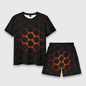 Мужской костюм с шортами 3D с принтом Раскалённые соты  текстура ,  |  | cell | hexagon | honeycomb | гексагон | паттерн | сота | соты | текстура | шестигранные | ячейки