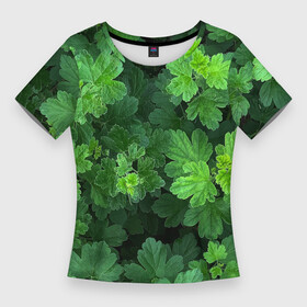 Женская футболка 3D Slim с принтом Бархатистый крыжовник ,  |  | бархатный крыжовник | зеленый | зелень | камуфляж | крыжовник | лето | листва | листья | природа | природный | растения | текстура