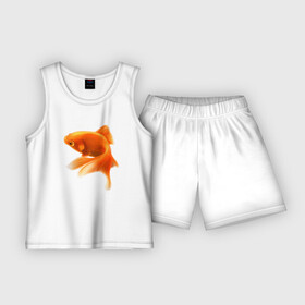 Детская пижама с шортами хлопок с принтом Китайский карась  Золотая рыбка ,  |  | fish | gold fish | золотая рыбка | китайский карась | рыба