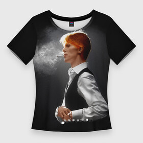 Женская футболка 3D Slim с принтом David Bowie  Thin White Duke ,  |  | 1970 | 70s | 70е | bowie | david bowie | glam | iso | live | music | rock | rock n roll | smoke | smoking | starman | the man who fell to earth | thin white duke | ziggy | ziggy stardust | белый герцог | зигги | зигги стардаст | музыка | рок | рок н