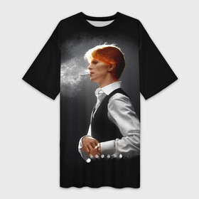 Платье-футболка 3D с принтом David Bowie  Thin White Duke ,  |  | 1970 | 70s | 70е | bowie | david bowie | glam | iso | live | music | rock | rock n roll | smoke | smoking | starman | the man who fell to earth | thin white duke | ziggy | ziggy stardust | белый герцог | зигги | зигги стардаст | музыка | рок | рок н