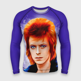 Мужской рашгард 3D с принтом Дэвид Боуи в синей куртке ,  |  | 1970s | 70е | bowie | david bowie | glam | glam rock | glitter | music | retro | rock | rock n roll | starman | stars | ziggy stardust | блестки | боуи | дэвид боуи | звезды | зигги стардаст | музыка | рок н ролл | рыжий | стармэн