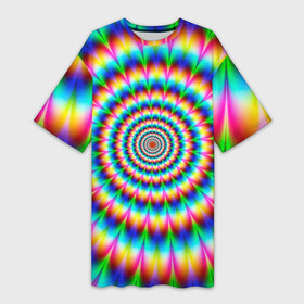 Платье-футболка 3D с принтом Радужная оптическая иллюзия ,  |  | 3d | 3д | illusion | optic | optical | rainbow | оптическая иллюзия | радуга | радужн | спираль