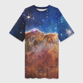 Платье-футболка 3D с принтом Туманность Киля ,  |  | carina nebula | hubble | james webb | nasa | nebula | space | telescope | джеймс уэбб | космос | наса | телескоп | туманность | туманность киля | хаббл | хабл