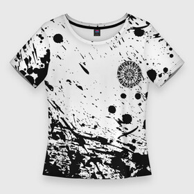 Женская футболка 3D Slim с принтом Руны в кругу ,  |  | runes | знаки | иероглифы | рунический круг | руны | руны в кругу | русь | символы | скандинавские знаки | славяне | славянская символика