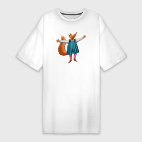 Платье-футболка хлопок с принтом Лисица: обнимашки ,  |  | Тематика изображения на принте: лиса | лисица | лисичка | обнимает | обнимашки | обнимаю