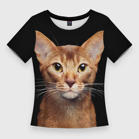 Женская футболка 3D Slim с принтом Молодая абиссинская кошечка ,  |  | абиссин | абиссинская | кот | котёнок | коты | котята | кошка | кошки