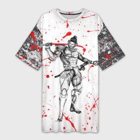Платье-футболка 3D с принтом Metal gear rising blood ,  |  | metal gear rising | metalgearrising | revengeance | водомерки | киборги | метал гир | метал гир ризинг