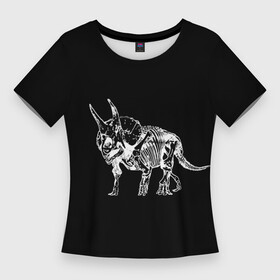 Женская футболка 3D Slim с принтом Скелет трицератопса ,  |  | Тематика изображения на принте: triceratops | динозавр с рогами | динозавры | скелет | трицераптор | трицератопс