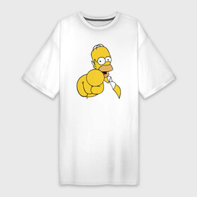 Платье-футболка хлопок с принтом Гомер Симпсон указывает пальцем ,  |  | cartoon | eyes | face | finger | gesture | homer simpson | глаза | гомер симпсон | жест | лицо | мультфильм | палец