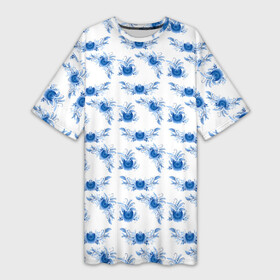 Платье-футболка 3D с принтом Blue floral pattern ,  |  | beautiful | colorful | light blue | multicolored | красивый | красочный | разноцветный | синий | узор | цветочный