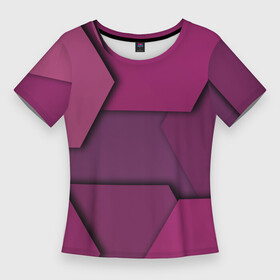 Женская футболка 3D Slim с принтом Геометрические фигуры в движении ,  |  | 3d | 3д | геометрия | иллюзия | многоугольники | оптическая | фигуры | эффект