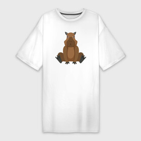 Платье-футболка хлопок с принтом Капибара удивлённо сидит ,  |  | animal | capybara | meme | memes | sweethuman | sweethumen | абстракция | арт | графика | животное | искусство | капибара | мем | мемы | разноцветный | сюрреализм | узоры | цвета