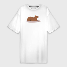 Платье-футболка хлопок с принтом Капибара лежит вместе с птичкой ,  |  | animal | capybara | meme | memes | sweethuman | sweethumen | абстракция | арт | графика | животное | искусство | капибара | мем | мемы | разноцветный | сюрреализм | узоры | цвета