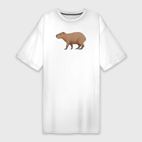 Платье-футболка хлопок с принтом Капибара на пути к цели ,  |  | animal | capybara | meme | memes | sweethuman | sweethumen | абстракция | арт | графика | животное | искусство | капибара | мем | мемы | разноцветный | сюрреализм | узоры | цвета