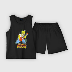 Детская пижама с шортами хлопок с принтом Гомер  рок гитарист ,  |  | cartoon | guitar | homer | rock | solo | гитара | гомер | мультфильм | рок | соло