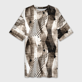Платье-футболка 3D с принтом Абстрактный гранжевый коричнево бежевый ,  |  | abstract | black | brown | brown beige | fashiona | geometric | grunge | lines | mesh | shapes | striped | stripes | white | абстрактный | белый | геометрический | гранжевый | коричнево бежевый | коричневый | линии | модный | молодежный | полосатый