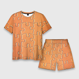 Мужской костюм с шортами 3D с принтом Пазлы  паттерн ,  |  | minimalism | pattern | puzzle | texture | минимализм | пазлы | паттерн | текстура