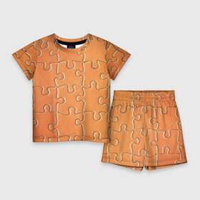 Детский костюм с шортами 3D с принтом Пазлы  паттерн ,  |  | Тематика изображения на принте: minimalism | pattern | puzzle | texture | минимализм | пазлы | паттерн | текстура