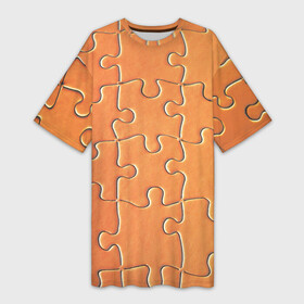 Платье-футболка 3D с принтом Пазлы  паттерн ,  |  | minimalism | pattern | puzzle | texture | минимализм | пазлы | паттерн | текстура