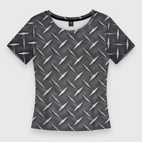 Женская футболка 3D Slim с принтом Рифлёная металлическая поверхность ,  |  | corrugation | geometry | metal | surface | texture | геометрия | металл | поверхность | рифление | текстура
