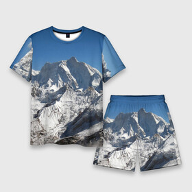 Мужской костюм с шортами 3D с принтом Канченджанга, Гималаи, 8 586 м ,  |  | glacier | himalayas | mountain | nature | sky | snow | top | вершина | гималаи | гора | ледник | небо | природа | снег