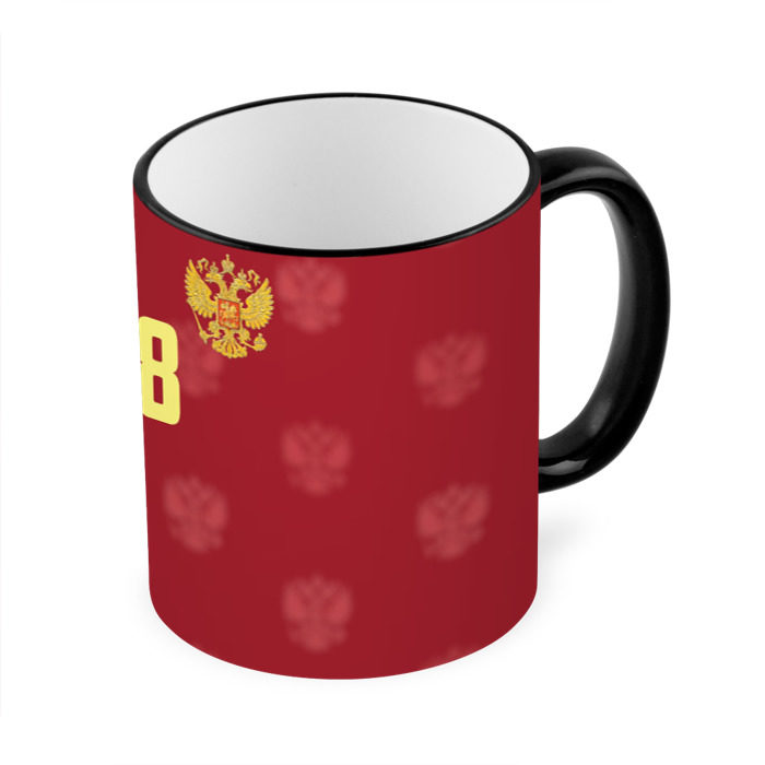 Кружка керамическая черно-красная, артикул 1ae0c577. 25 cup