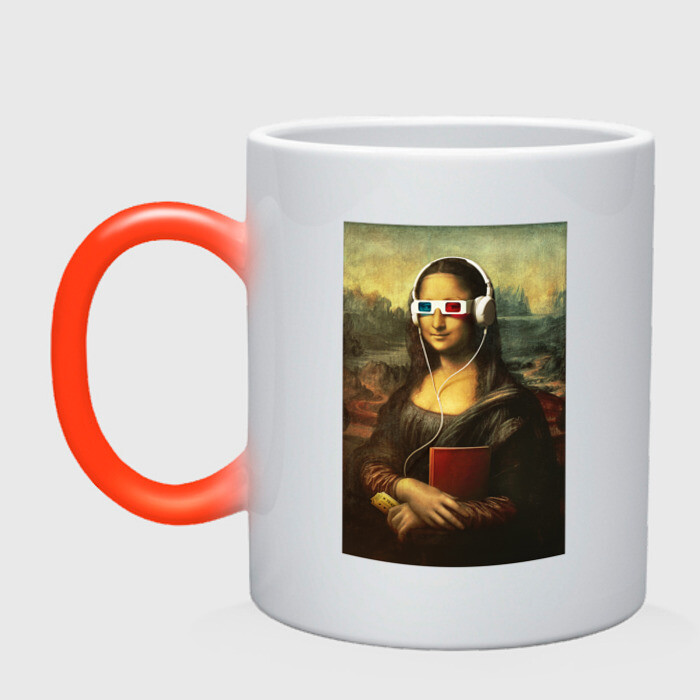 Кружка хамелеон Мона Лиза Хипстер Прикол Очки фото